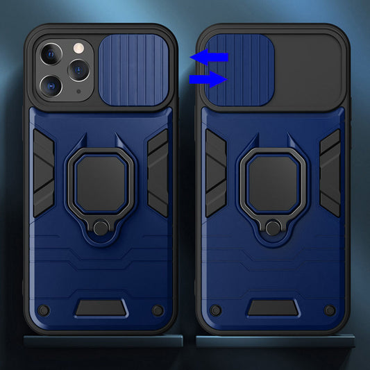 Калъф силикон – Ring Armor Camshield – iPhone 13 Pro – Тъмно син