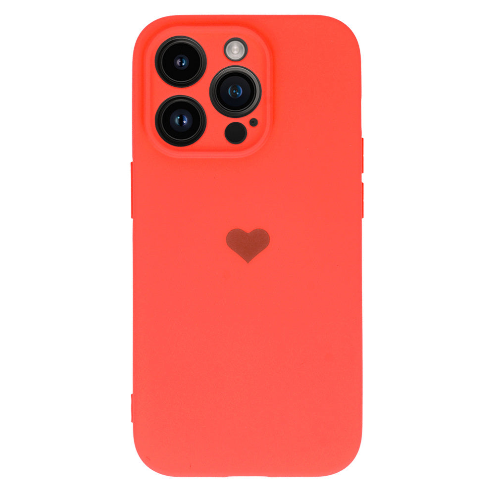 Калъф силикон – Vennus Silicone Heart Case – iPhone 14 Pro – Коралов