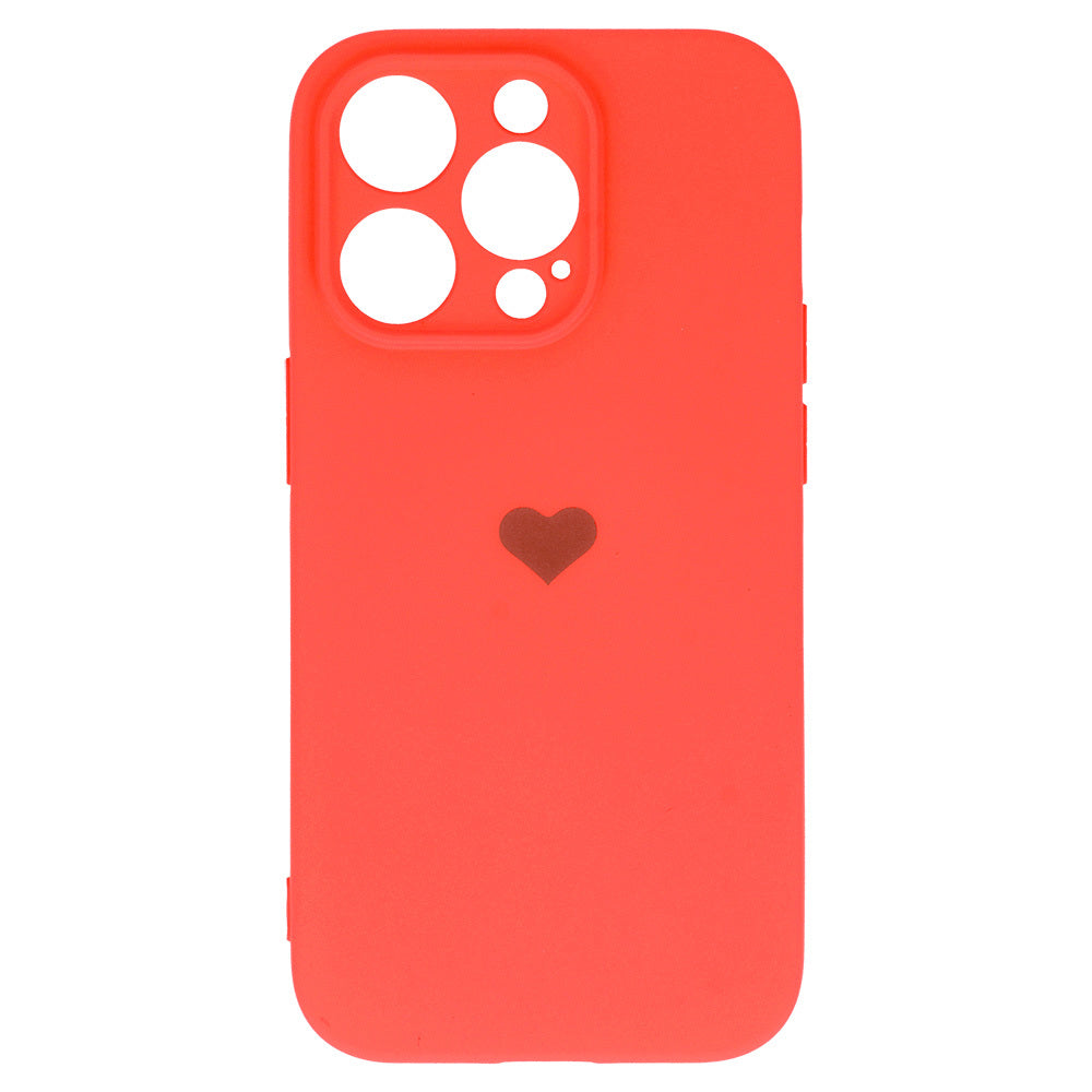Калъф силикон – Vennus Silicone Heart Case – iPhone 14 Pro – Коралов