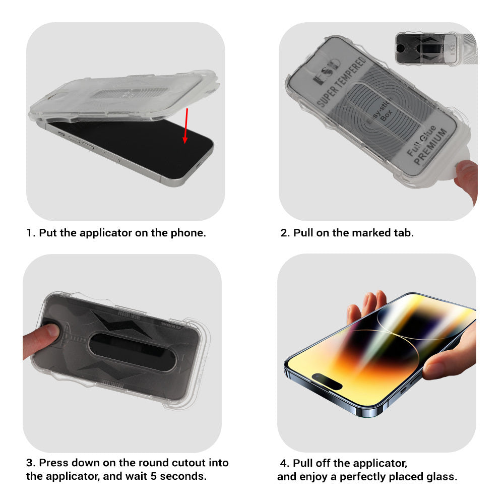 Закален Стъклен протектор – Full Glue Easy Stick Box – iPhone 11 Pro – Черен