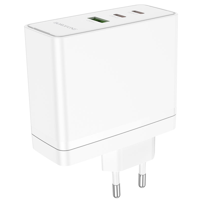 Borofone – Заряден адаптер –  BN11 Imperial USB + 2xType-C QC 3.0 PD 100W – Бял