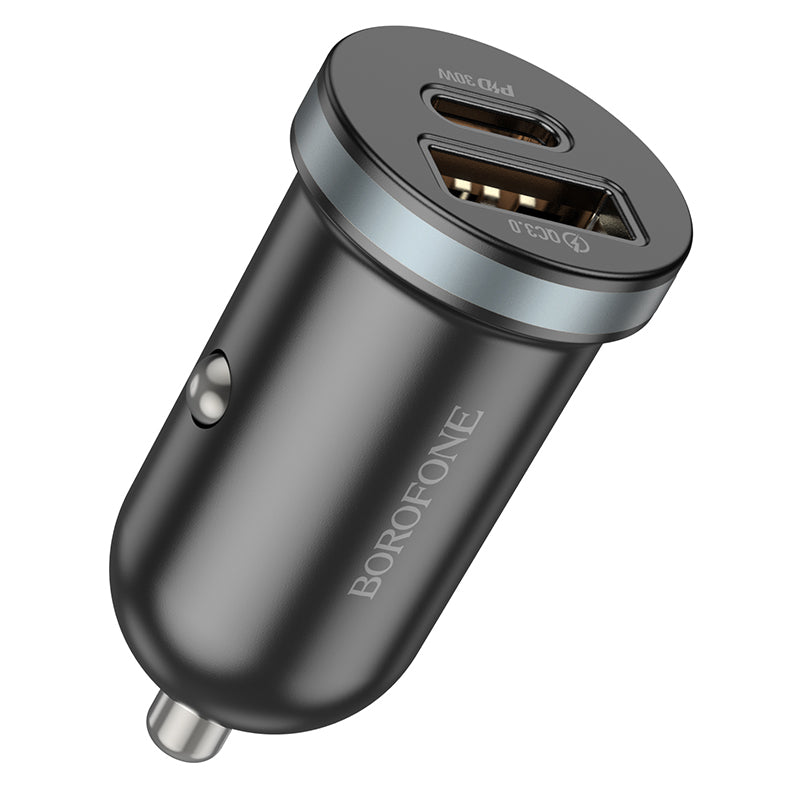 Borofone – Зарядно Авто BZ22 Scenery USB + Type-C QC 3.0 PD 30W – Черен