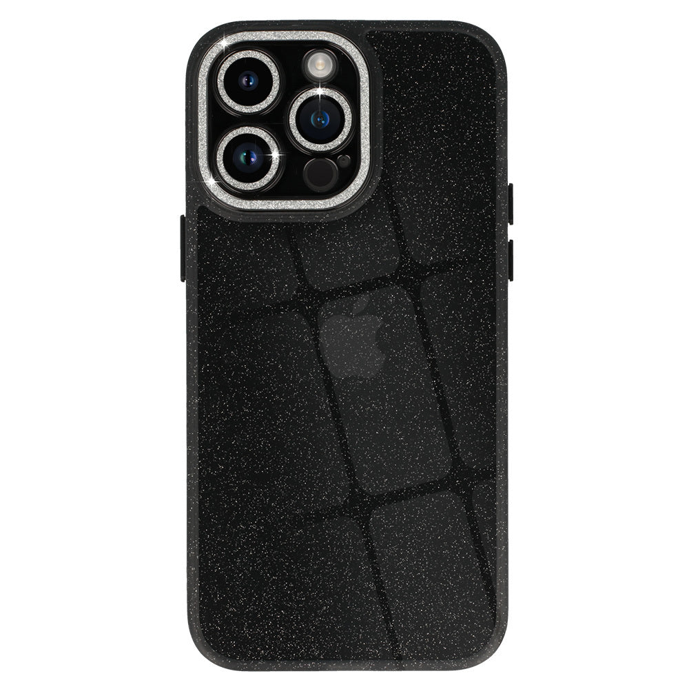 Калъф силикон –  Liquid Блестящ Camera Case – iPhone 13 Pro – Черен