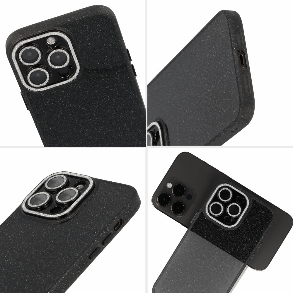 Калъф силикон –  Liquid Блестящ Camera Case – iPhone 13 Pro – Черен