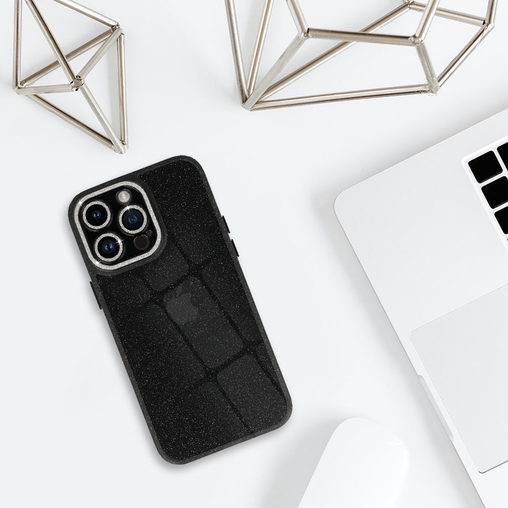 Калъф силикон –  Liquid Блестящ Camera Case – iPhone 13 Pro – Черен