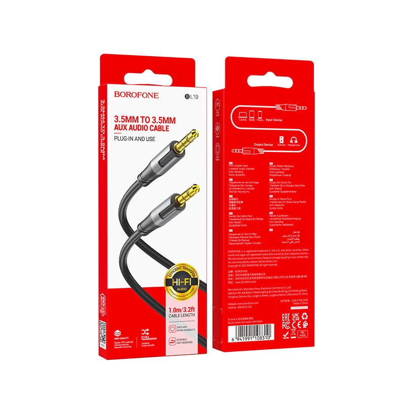 Borofone – Кабел – Bl19 – Jack 3,5Mm → Jack 3,5Mm –1m. – Черен