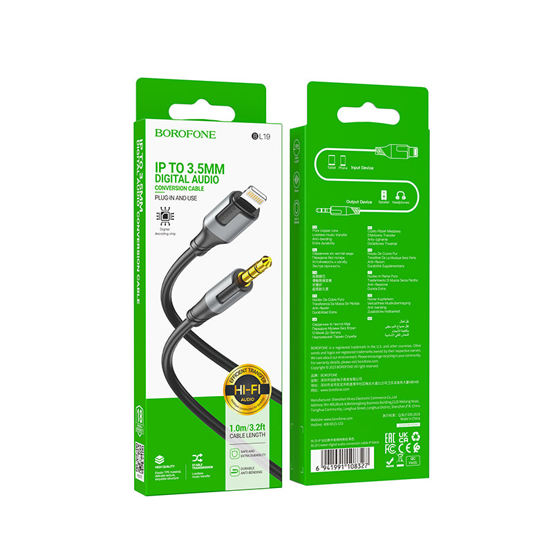Borofone – Кабел – Bl19 – Jack 3,5Mm → Lightning – 1m. – Черен