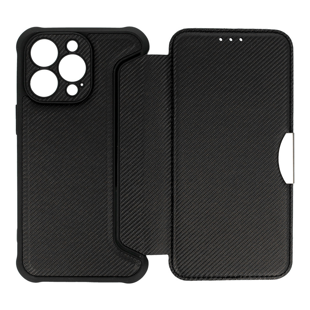 Калъф тефтер – Razor Carbon Book – Samsung Galaxy S24 Ultra – Черен