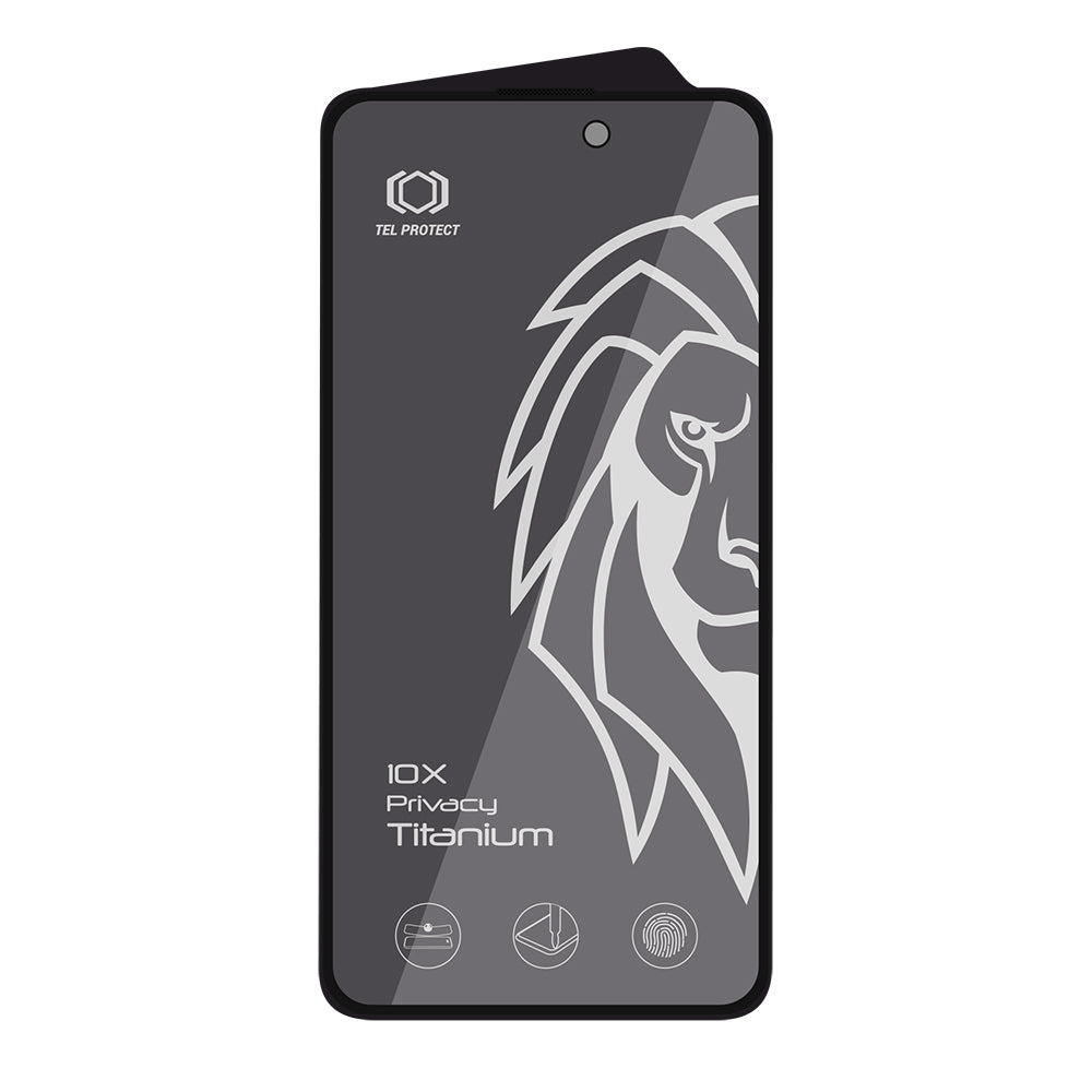 Закален Стъклен протектор 10X Privacy Titanium Max – iPhone 15 Pro Max