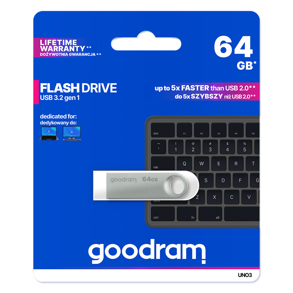 GoodRam – Pendrive Goodram Uno3 64Gb Usb 3.2 Gen 1 – Сребрист
