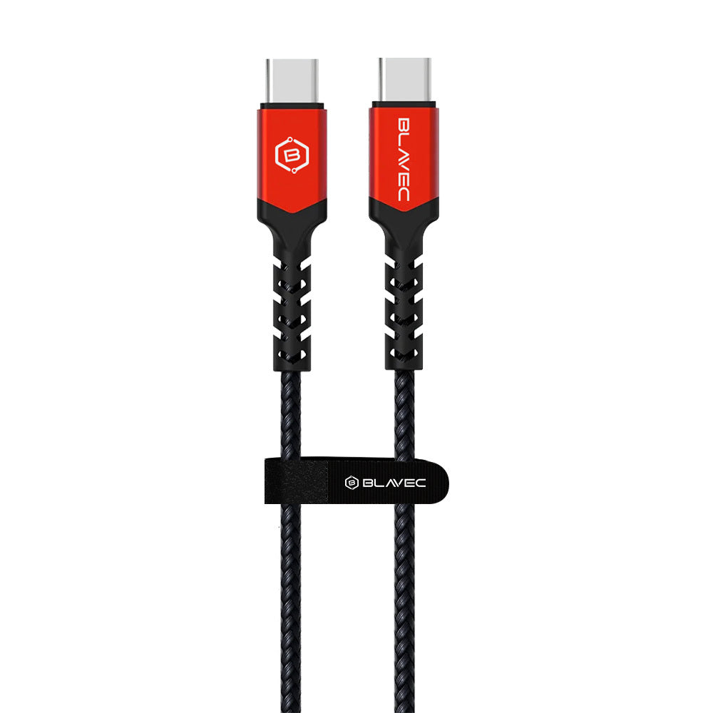 Blavec – Кабел Raptor Pleciony Typе-C → Type-C Pd 60W 3A – 1m. (Cra Cc3Br10) – Черен-Червено
