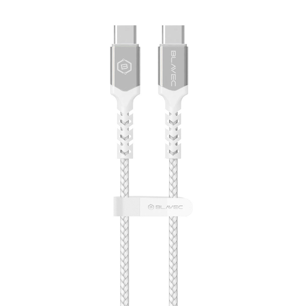 Blavec – Кабел Raptor Pleciony Typе-C → Type-C Pd 60W 3A – 2m. (Cra Cc3Ws20) Бял – Сребрист