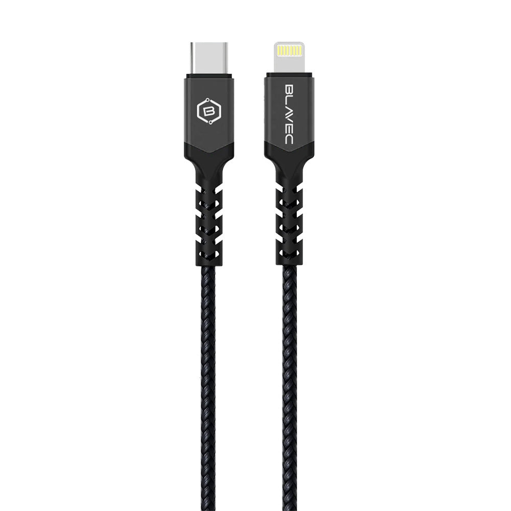 Blavec – Кабел Raptor Pleciony Typе-C → Lightning Pd 20W 2,4A 0,25 m. (Cra Cl24Bg025) Сив – Черен
