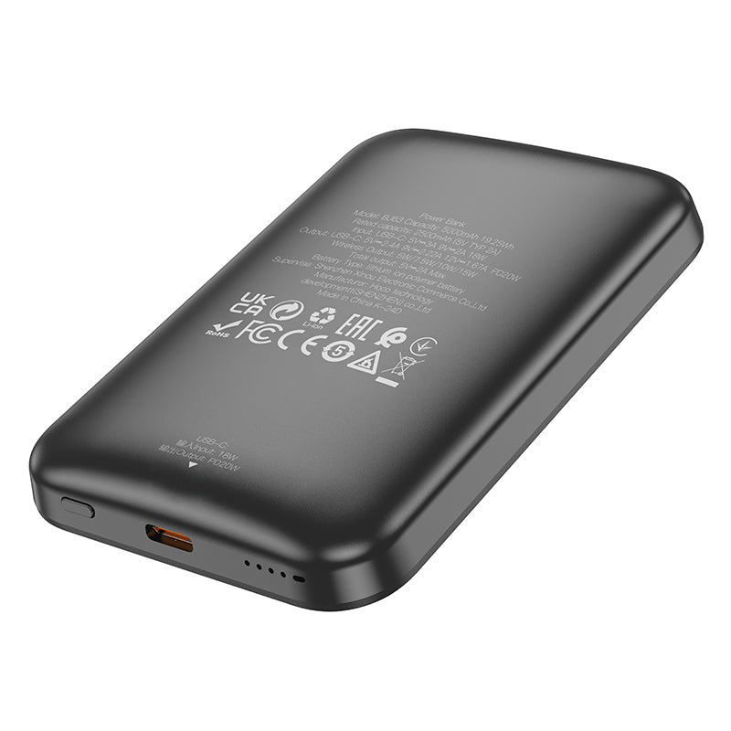 Borofone – Power Bank – 5000Mah – Bj63 Nimble Type-C Pd 20W – Индукционно – Черен