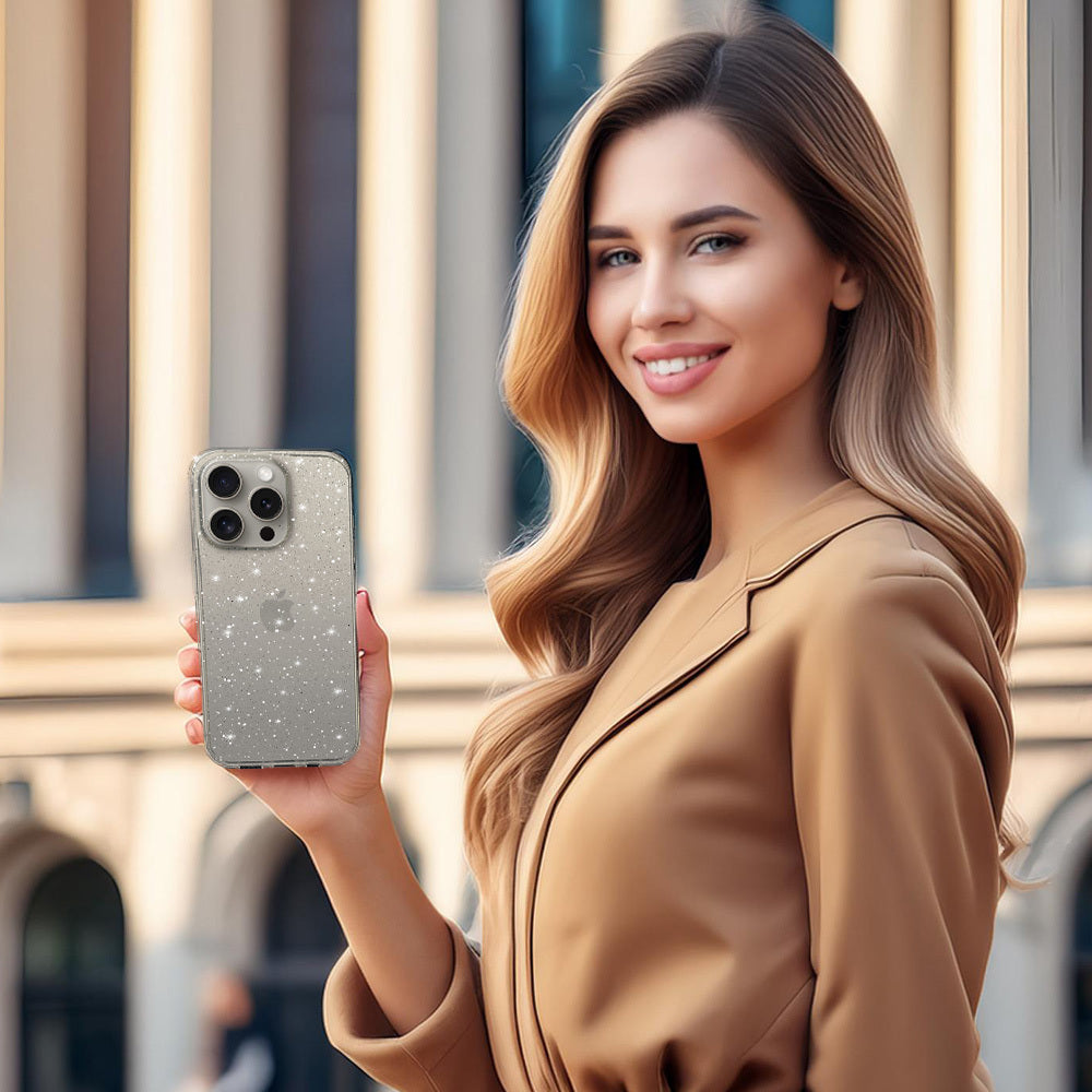 Калъф силикон –  Crystal Блестящ – iPhone 13 Pro – Сребрист