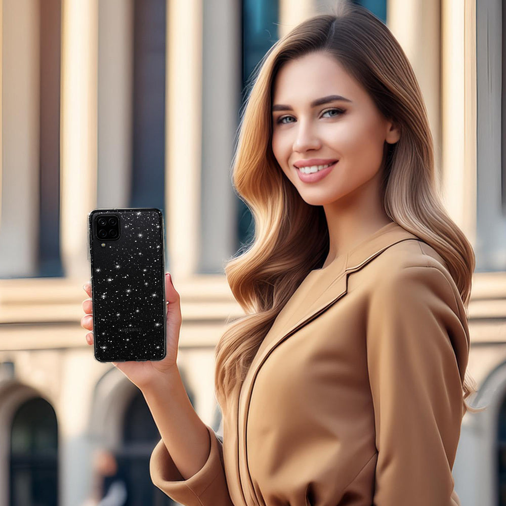 Калъф силикон –  Crystal Блестящ – Samsung Galaxy A12 – Сребрист