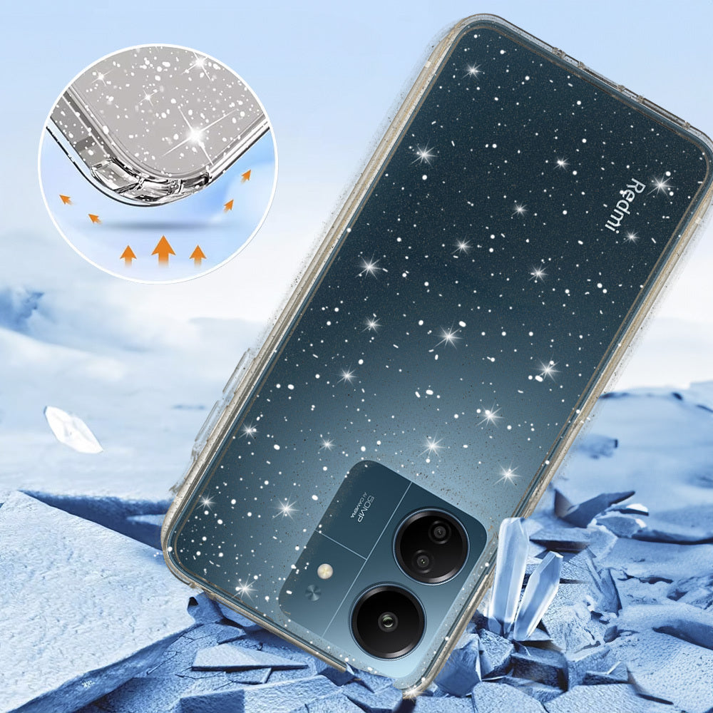 Калъф силикон – Crystal Блестящ – Xiaomi Redmi 13C – Сребрист