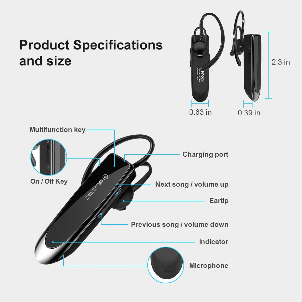Blavec – Bluetooth Слушалка – Travel PL55 – Черен