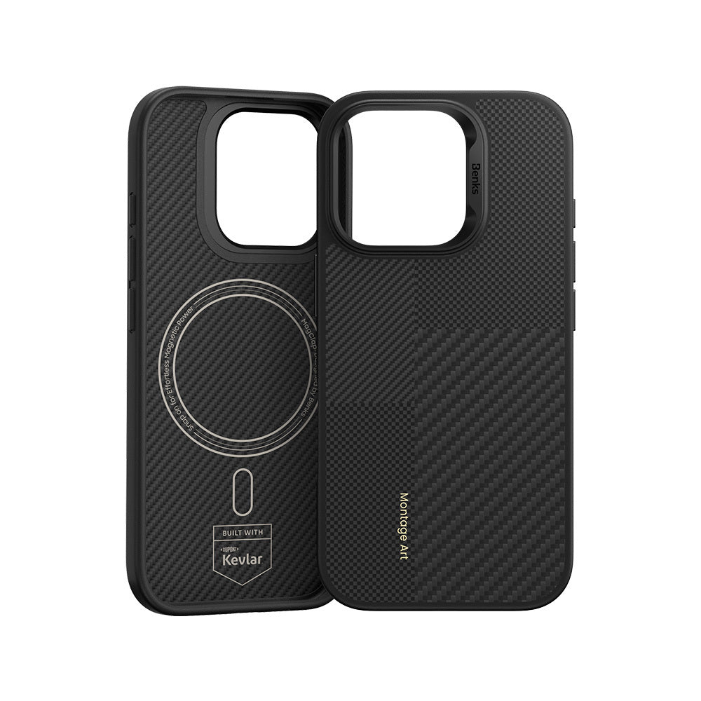 Benks – Montage Magnetic Armor Pro Kevlar Metal Frame 600D+1500D – iPhone 16 Pro Max – Черен