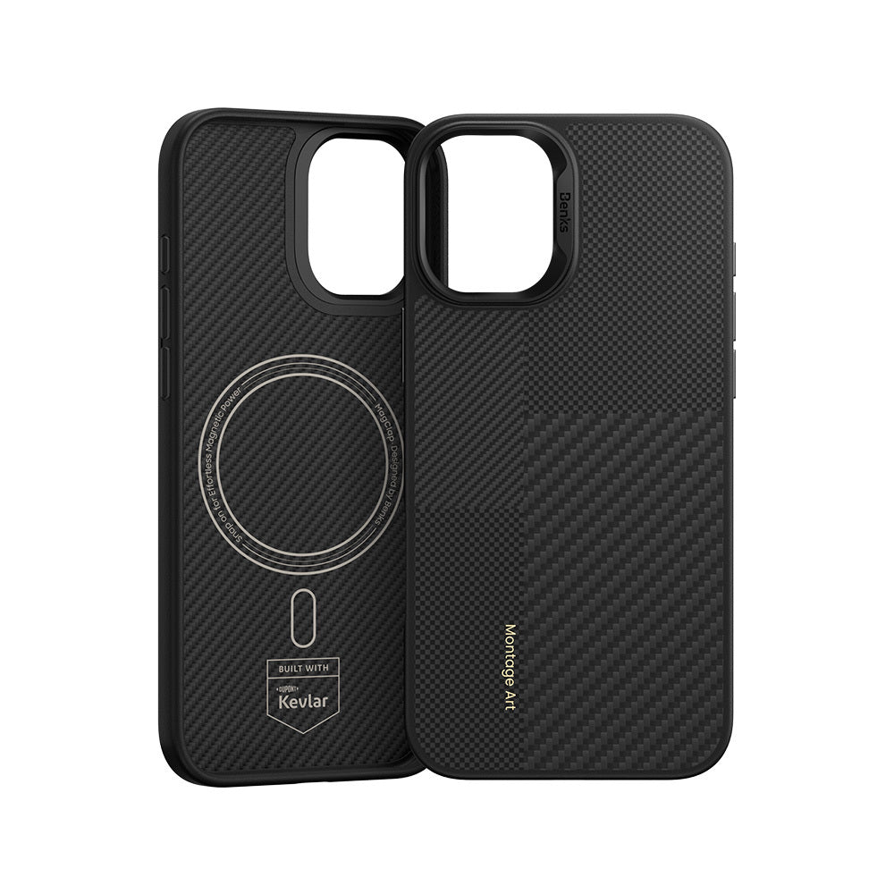 Benks –Montage Magnetic Armor Pro Kevlar Metal Frame 600D – iPhone 16 – Черен