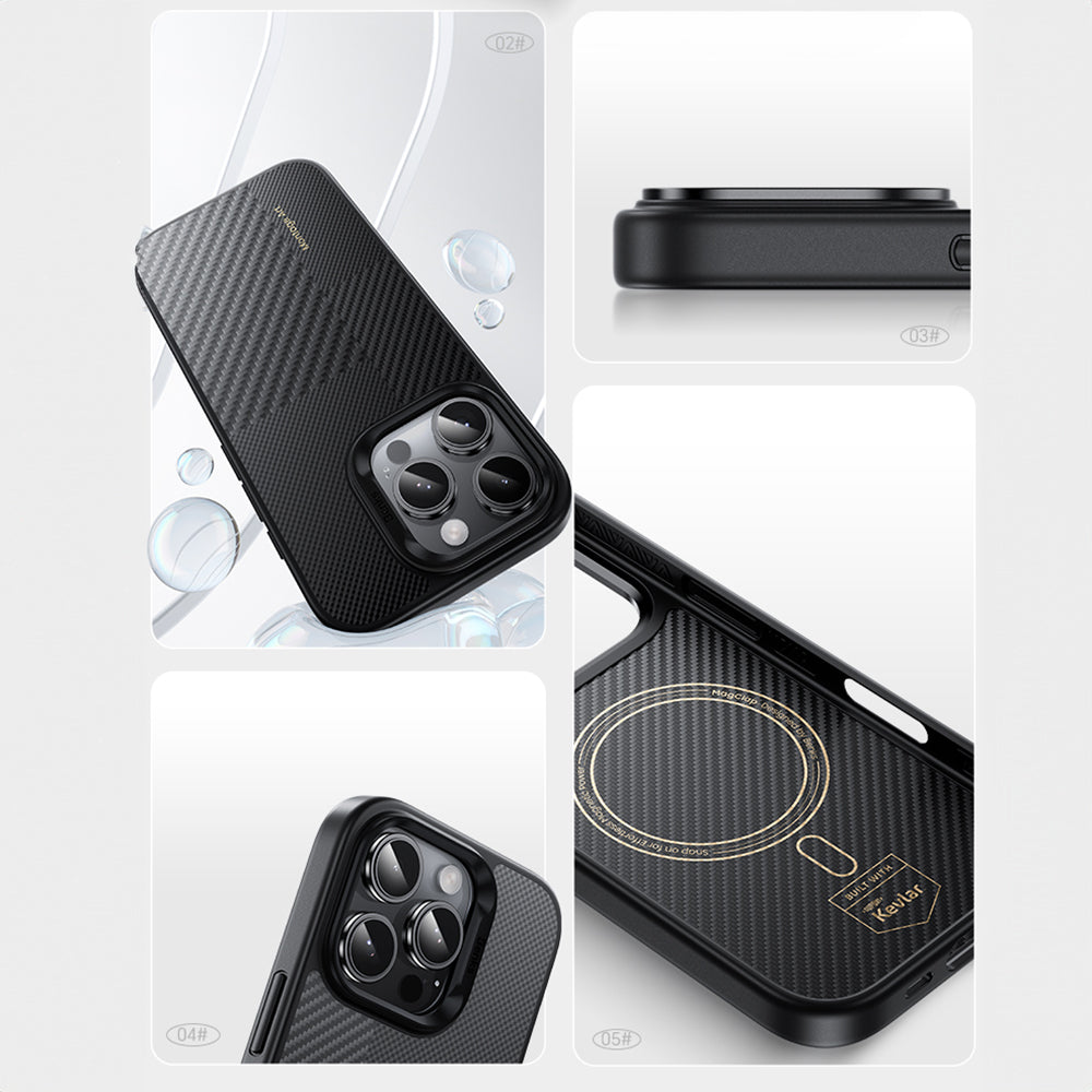 Benks –Montage Magnetic Armor Pro Kevlar Metal Frame 600D – iPhone 16 – Черен
