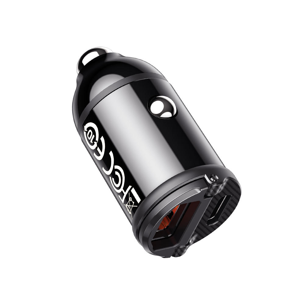 Rock – Зарядно Авто H18 Mini USB + Type-C 30W 3A – Черен
