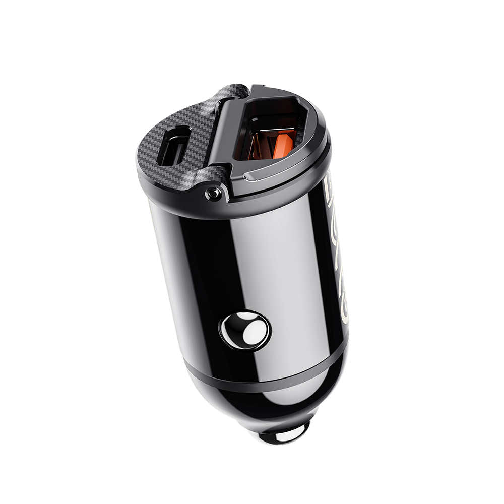 Rock – Зарядно Авто H18 Mini USB + Type-C 30W 3A – Черен
