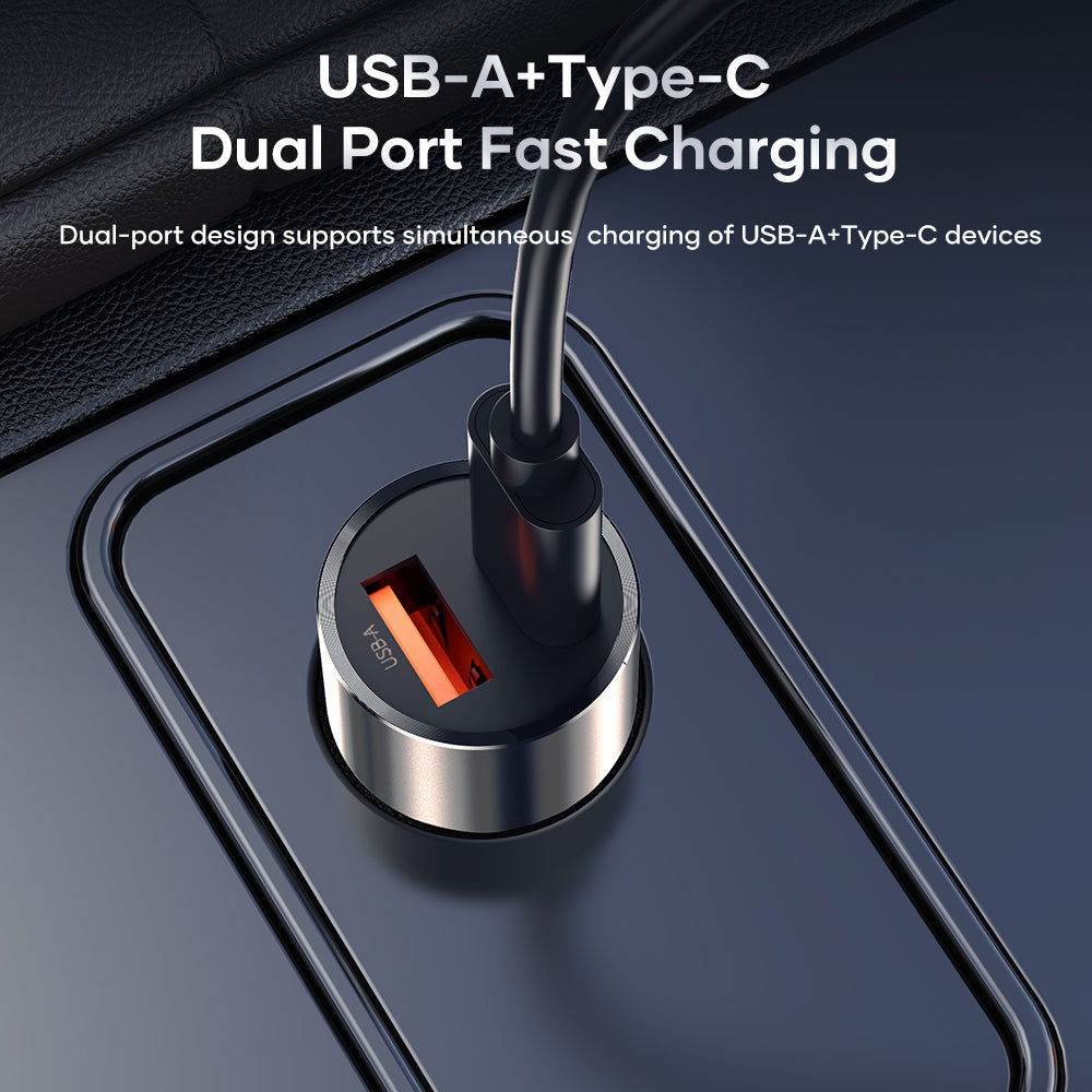 Rock – Заряден адаптер – закола – H20 USB + Type-C 15W 3A – Тъмно сив