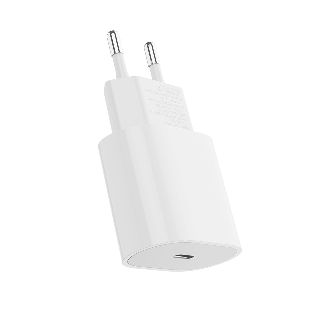Rock – Заряден адаптер – T18 Sugar Cube Series – GaN Type-C QC 3.0 PD 20W z – Кабел Type-C→Lightning – Бяло