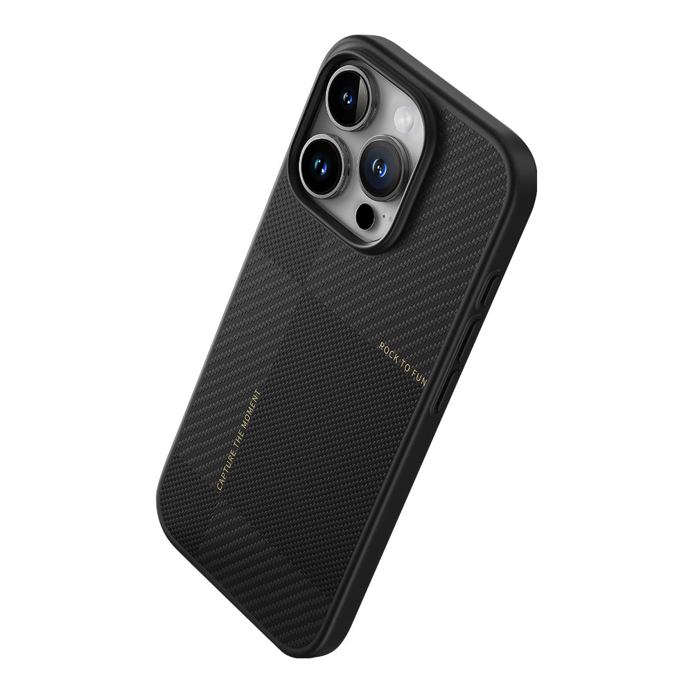 Rock – Ultra Thin Aramid Fiber Kevlar 600D – iPhone 16 Pro – Черен
