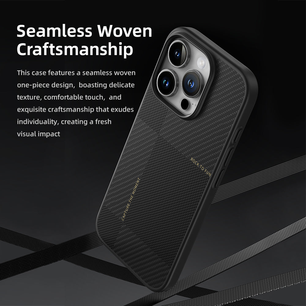 Rock – Ultra Thin Aramid Fiber Kevlar 600D – iPhone 16 Pro – Черен