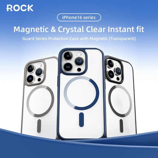 Rock – Guard Series Magnetic – iPhone 16 – Прозрачен-Черен