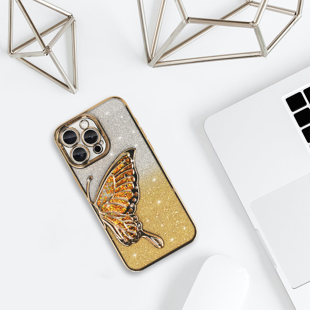 Калъф – Tel Protect Butterfly Water – iPhone 14 – Златист