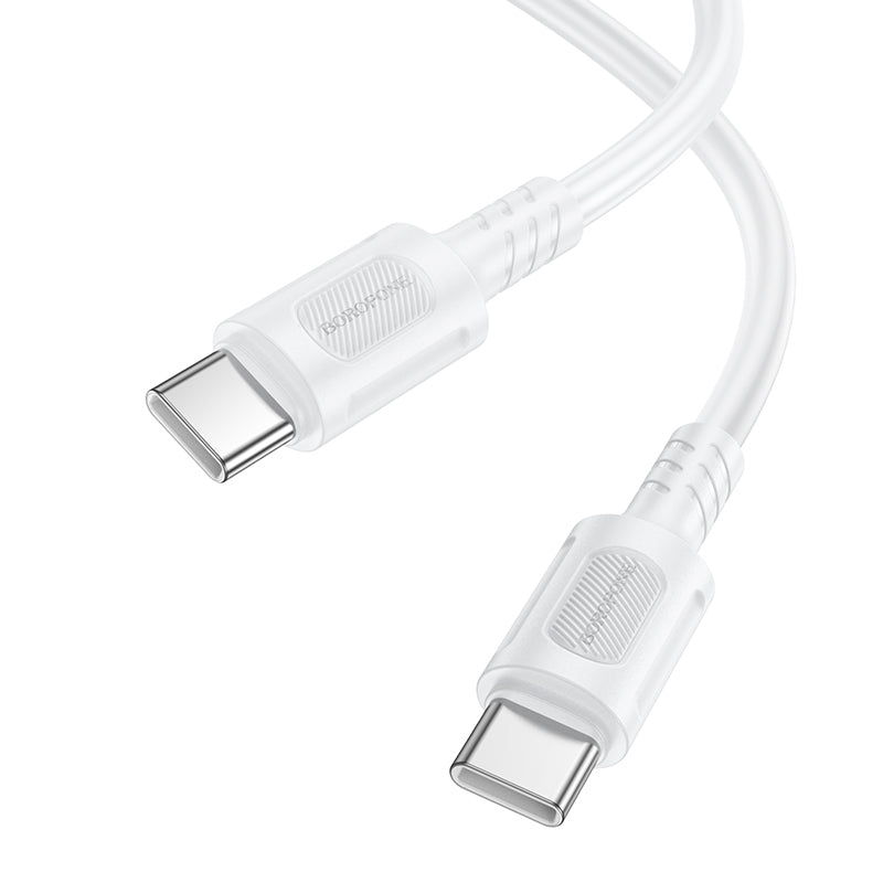 Borofone – Kабел  BX111 Feliz- Type C към Type C - 60W 3A 1m. – Бяло