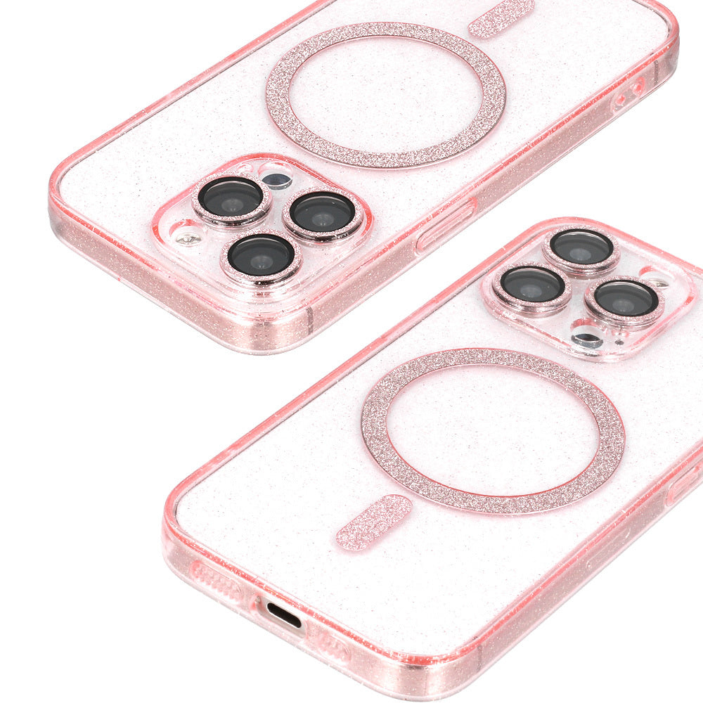 Калъф силикон –  Блестящ MagSafe Case  – Samsung Galaxy S25 – Прозрачен-Розов
