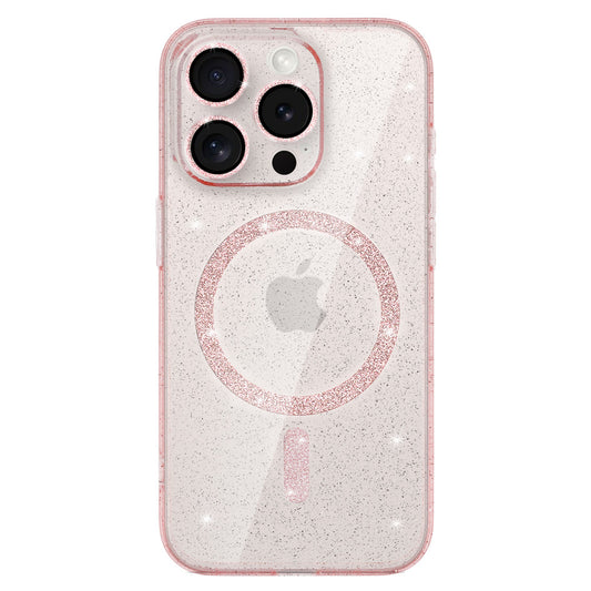 Калъф силикон –  Блестящ MagSafe Case  – Samsung Galaxy S25 – Прозрачен-Розов