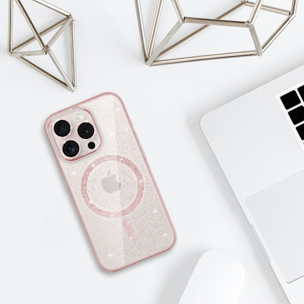 Калъф силикон –  Блестящ MagSafe Case  – Samsung Galaxy S25 – Прозрачен-Розов