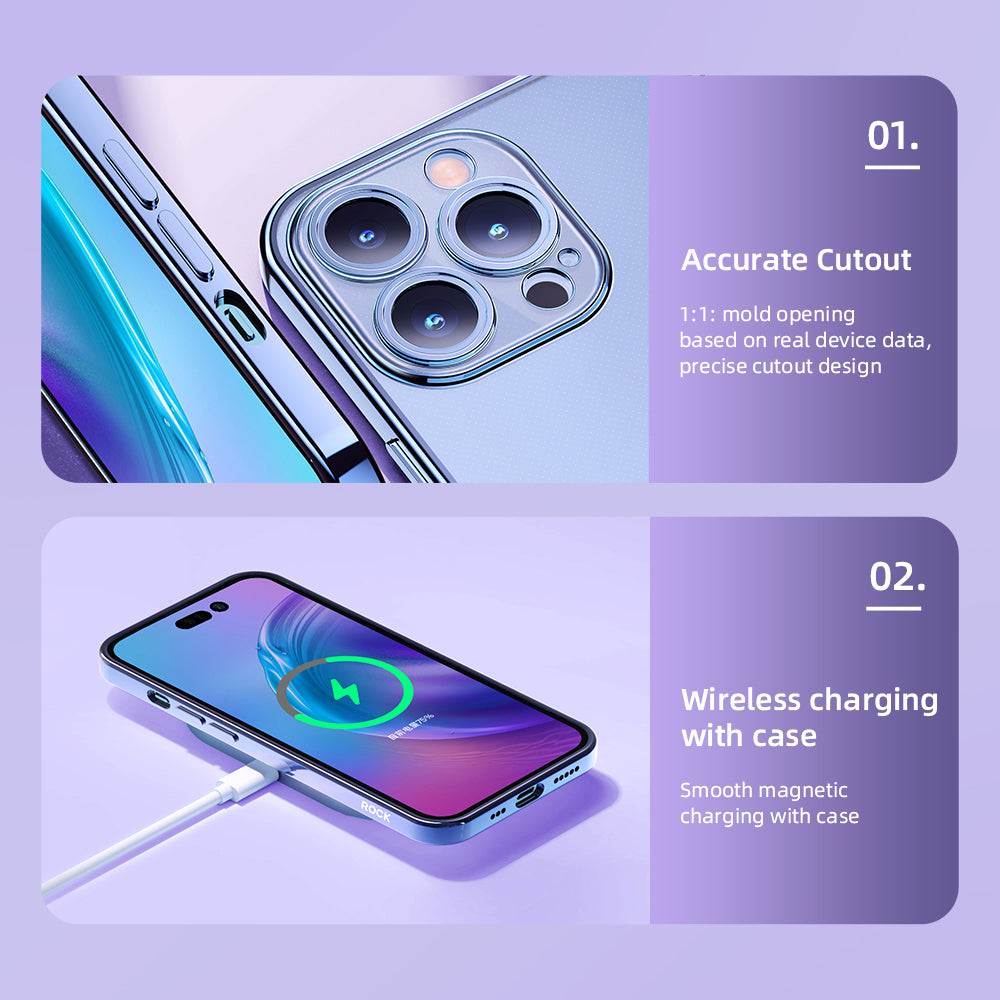 Rock – Калъф Electroplating Series Черен – iPhone 14 Pro – Прозрачен