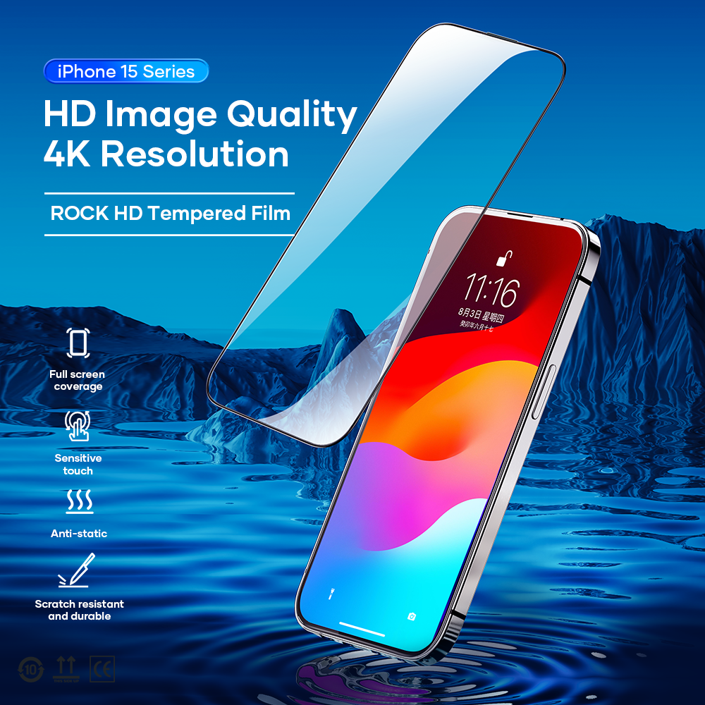 Rock – Закален Стъклен протектор – HD Full coverage Anti static Pro – iPhone 16 Pro