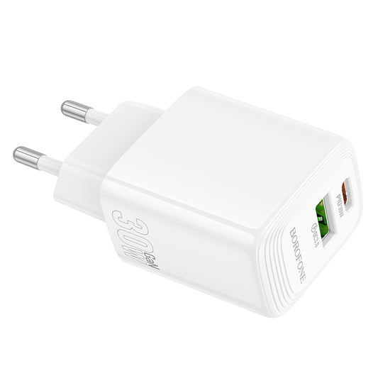 Borofone – Заряден адаптер – BN29 Fuente USB + Type-C QC 3.0 PD 30W – Бял