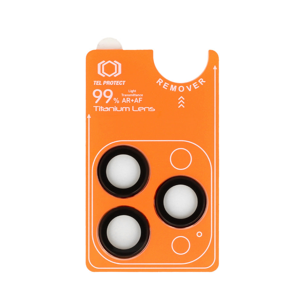 Закален Стъклен протектор – Tel Protect Titanium Lens 99% AR (3 обектива) – iPhone 14 Pro/14 Pro Max – Черен
