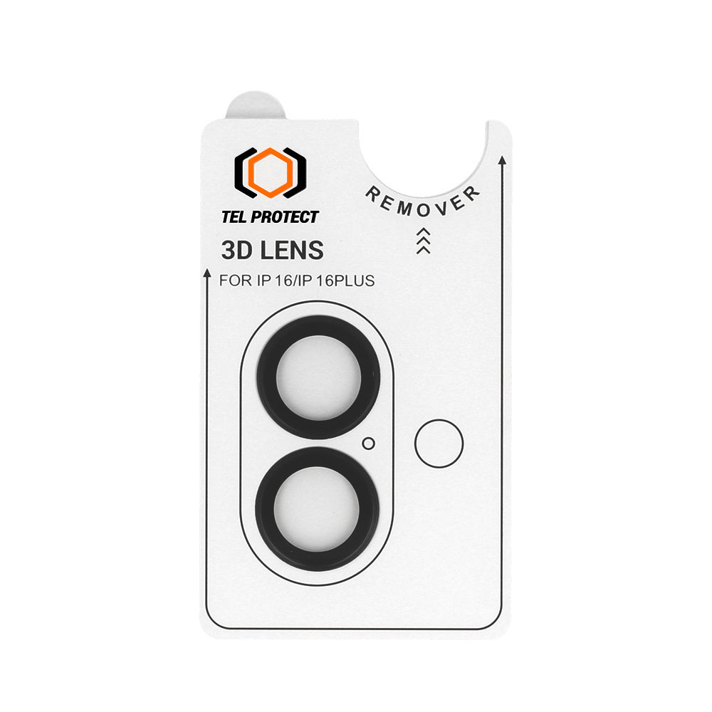 Закален Стъклен протектор – Tel Protect 3D Lens камери ( 2 обектива) – iPhone 16/16 Plus – Черен