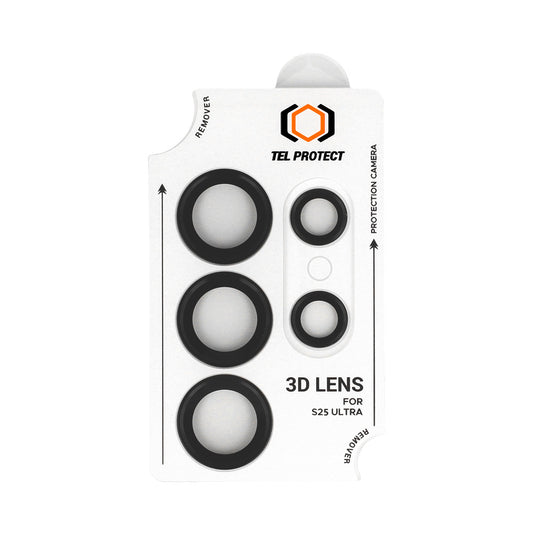 Закален Стъклен протектор – Tel Protect 3D Lens камери ( 5 обектива) – Samsung Galaxy S25 Ultra – Черен