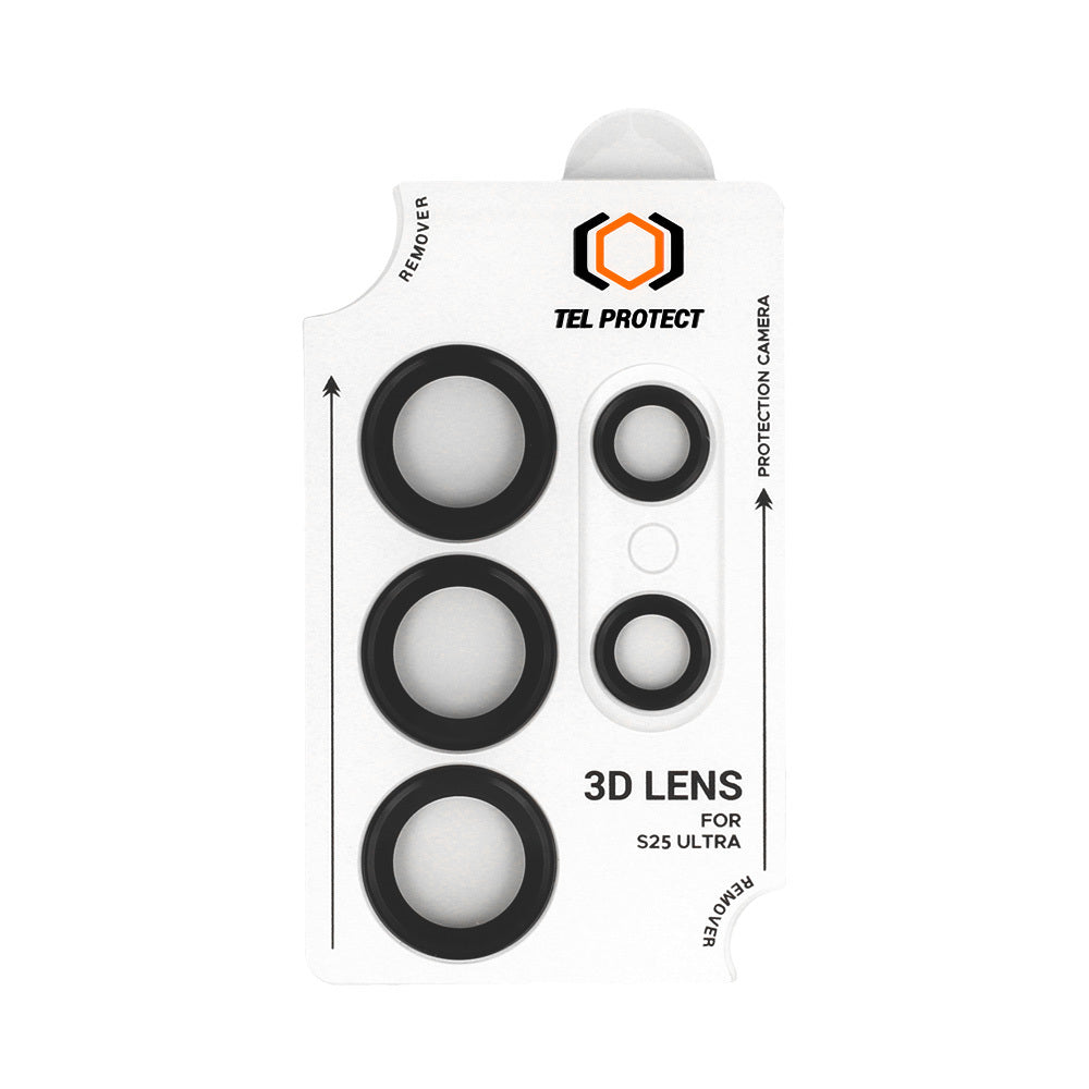 Закален Стъклен протектор – Tel Protect 3D Lens камери ( 5 обектива)  – Samsung Galaxy S25 Ultra – Черен