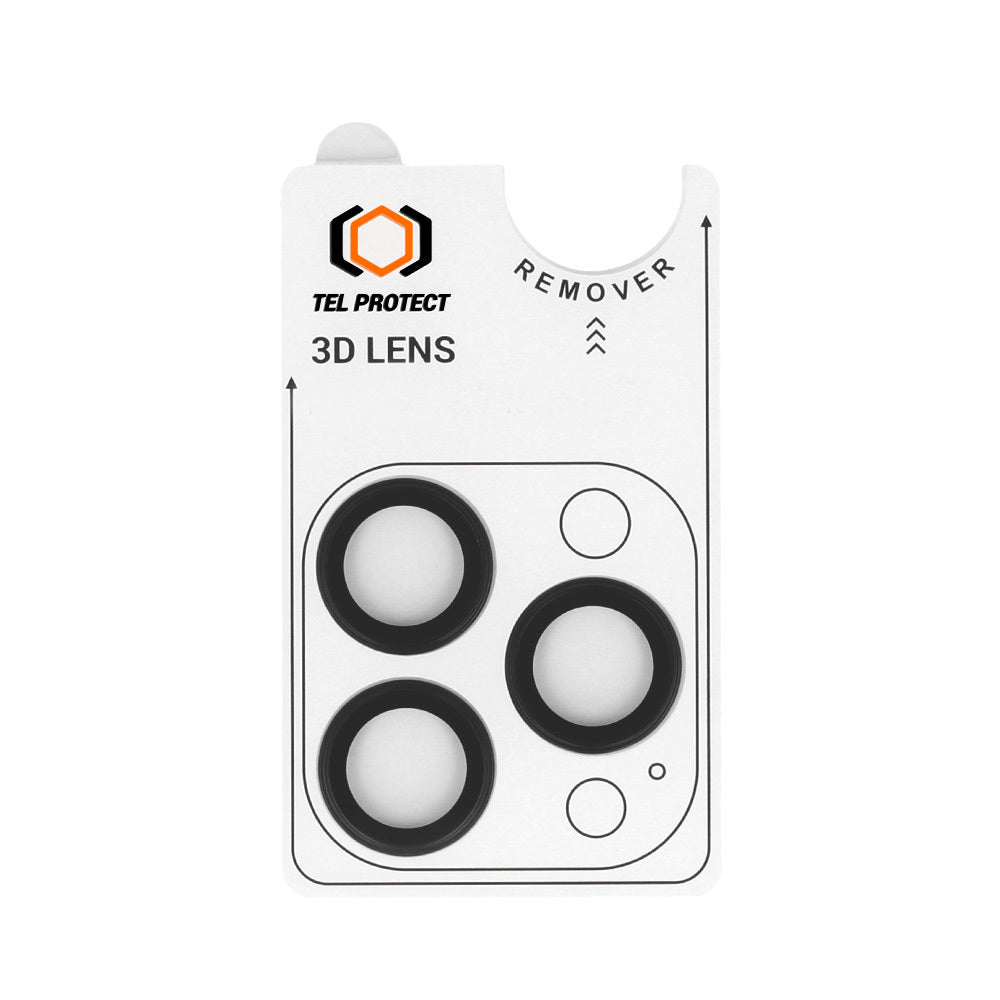 Закален Стъклен протектор – Tel Protect 3D Lens камери ( 3 обектива) – iPhone 16 Pro/16 Pro Max – Черен