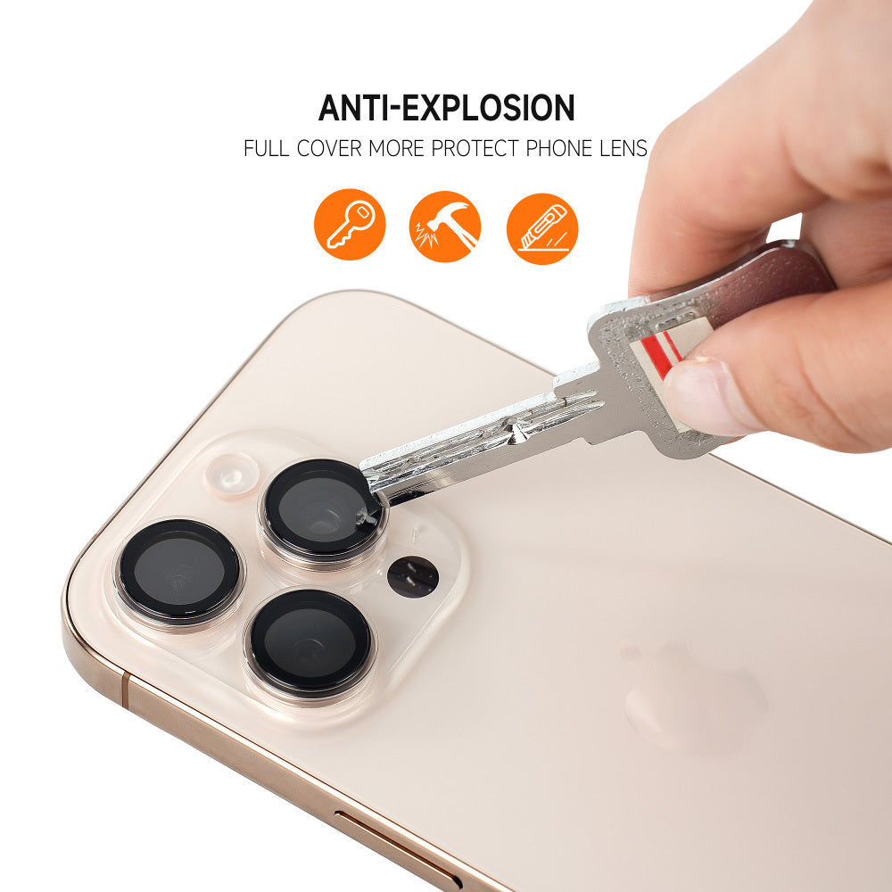 Закален Стъклен протектор – Tel Protect Titanium Lens 99% AR (3 обектива) – iPhone 16 Pro/16 Pro Max – Прозрачен