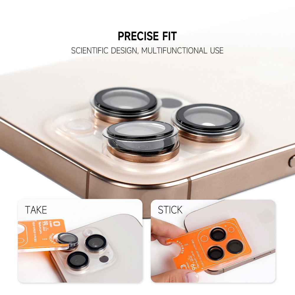 Закален Стъклен протектор – Tel Protect Titanium Lens 99% AR (3 обектива) – iPhone 16 Pro/16 Pro Max – Черен
