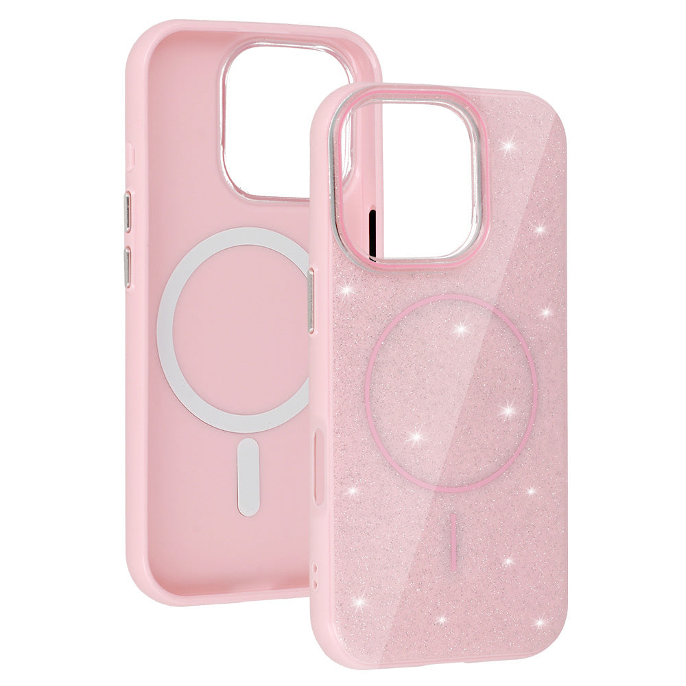 Калъф силикон – MagSafe Slim Shiny – iPhone 15 Pro – Светло розов