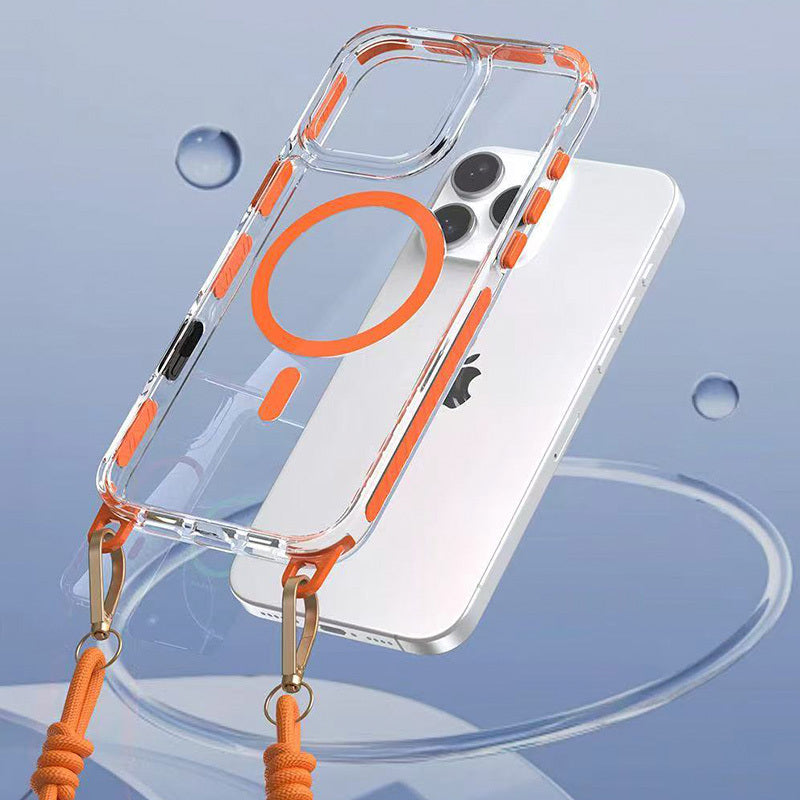 Калъф – Tel Protect Strap Clear – iPhone 16 Pro – Прозрачен-Оранжево