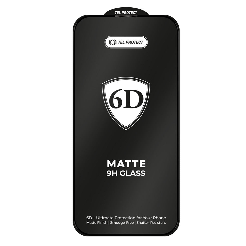 Закален Стъклен протектор – Tel Protect Full Glue 6D – Matte – iPhone  16E/13/13 Pro – Черен